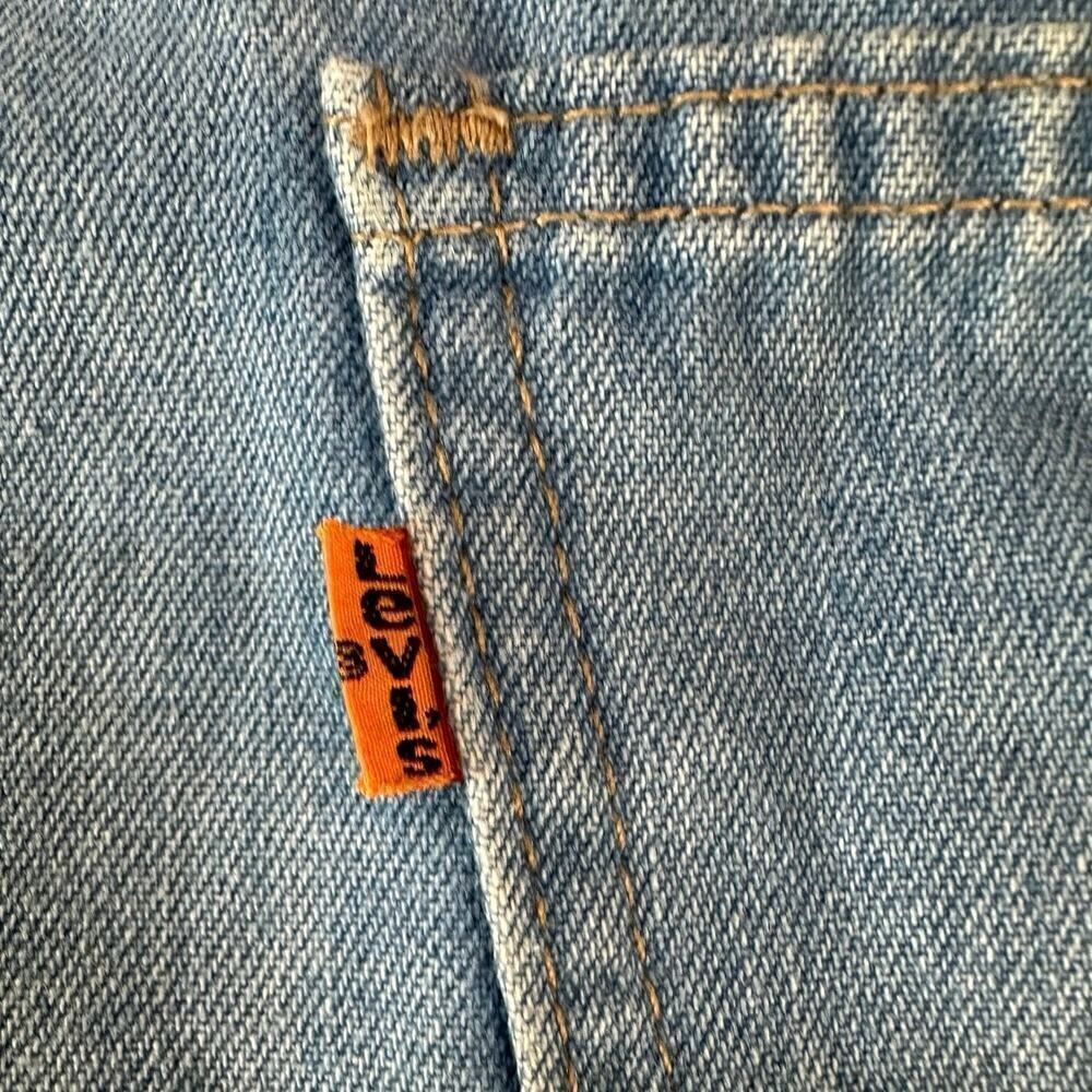 VINTAGE 70s Levi’s Orange Tab Bootcut Wide Leg Light Wash Denim Jeans Men 36x29 - Picture 2 of 16